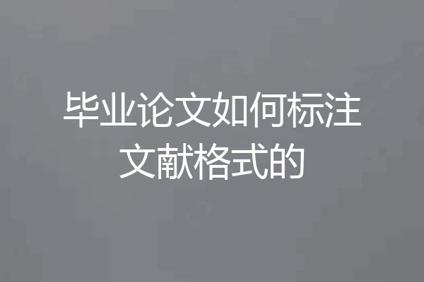 毕业论文如何标注文献格式的