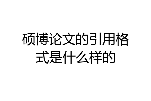 硕博论文的引用格式是什么样的