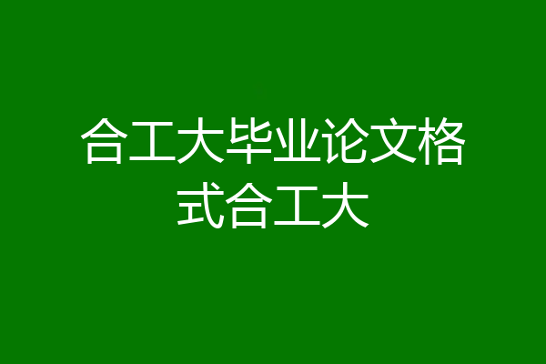 合工大毕业论文格式合工大