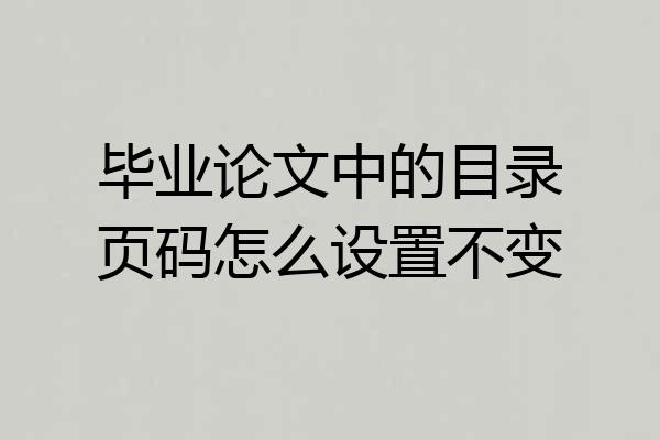 毕业论文中的目录页码怎么设置不变