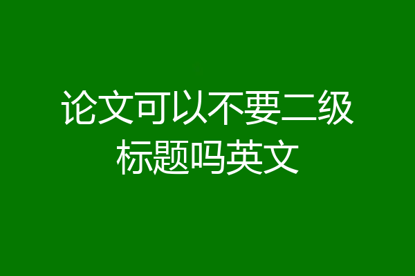 论文可以不要二级标题吗英文