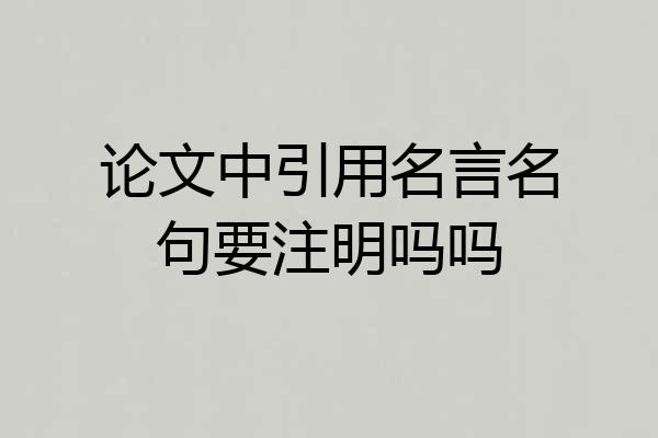论文中引用名言名句要注明吗吗
