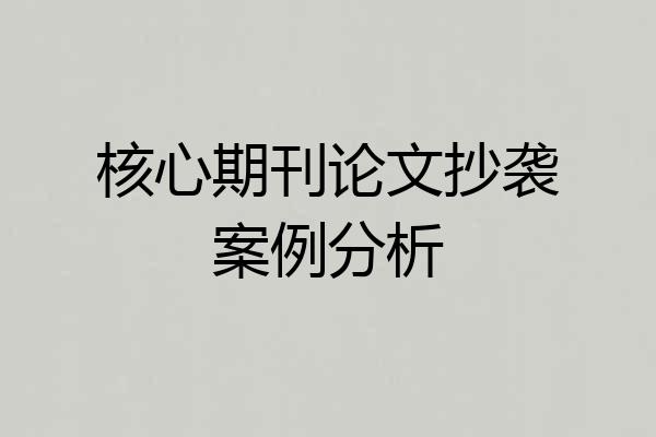 核心期刊论文抄袭案例分析