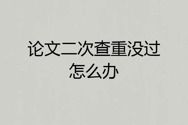 论文二次查重没过怎么办