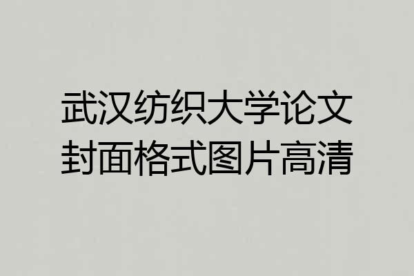 武汉纺织大学论文封面格式图片高清