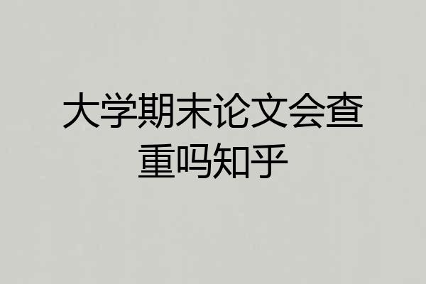 大学期末论文会查重吗知乎