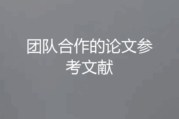 团队合作的论文参考文献