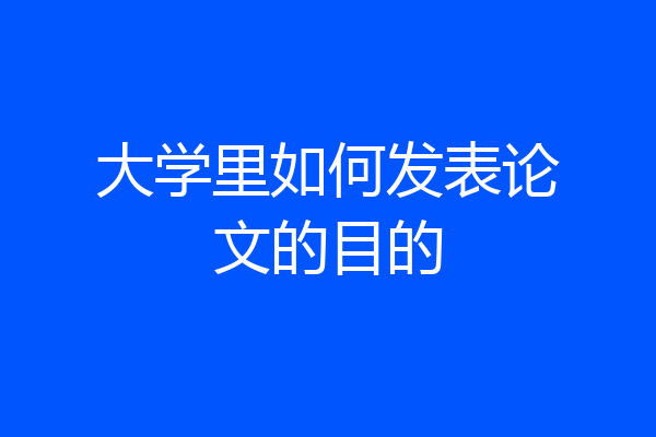 大学里如何发表论文的目的
