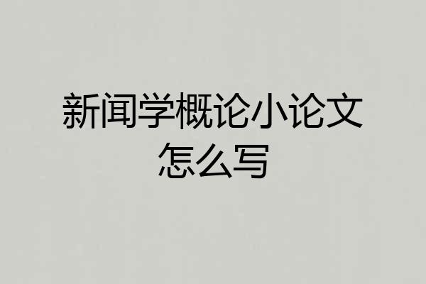 新闻学概论小论文怎么写
