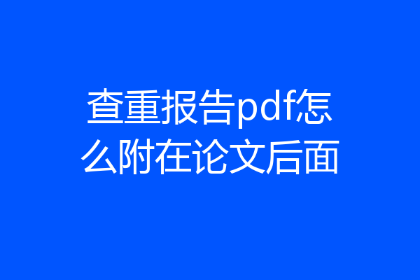 查重报告pdf怎么附在论文后面