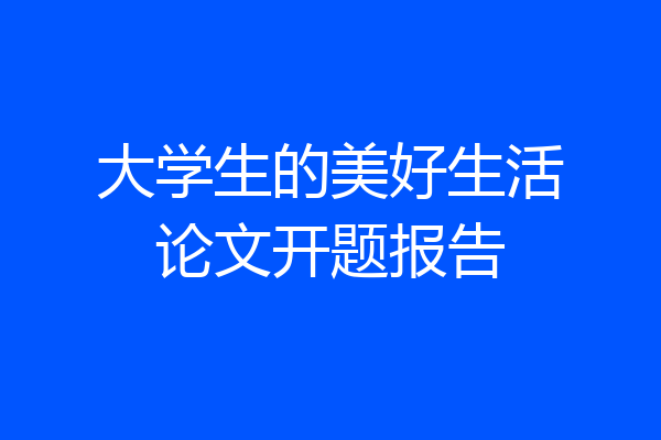 大学生的美好生活论文开题报告