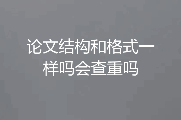 论文结构和格式一样吗会查重吗