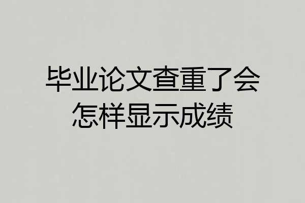 毕业论文查重了会怎样显示成绩
