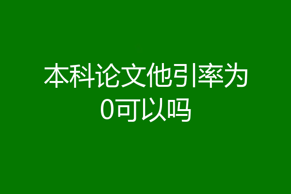 本科论文他引率为0可以吗