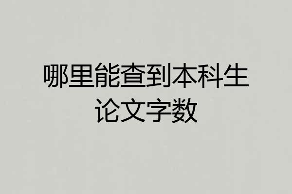 哪里能查到本科生论文字数