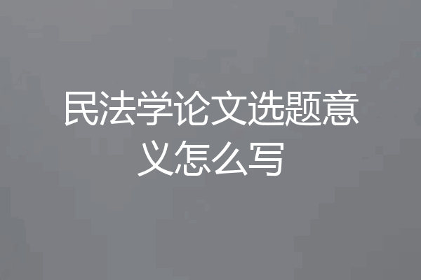 民法学论文选题意义怎么写
