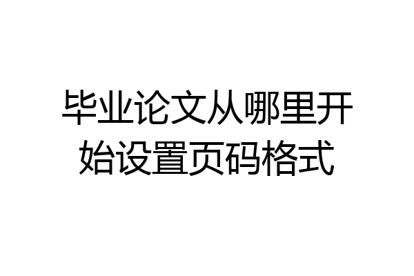 毕业论文从哪里开始设置页码格式