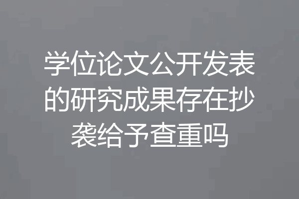 学位论文公开发表的研究成果存在抄袭给予查重吗