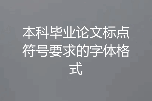 本科毕业论文标点符号要求的字体格式