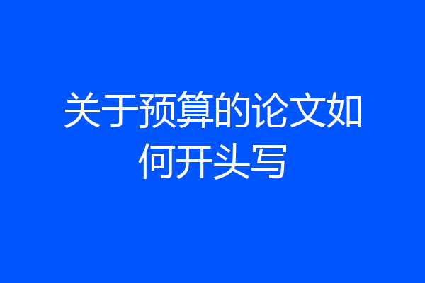 关于预算的论文如何开头写
