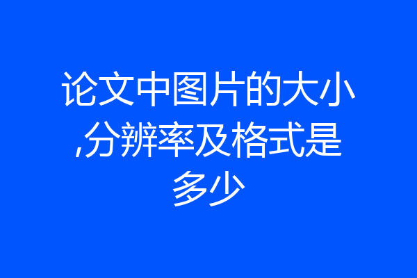 论文中图片的大小,分辨率及格式是多少