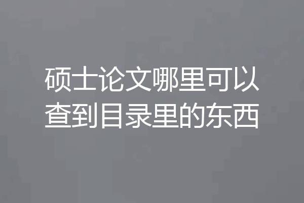 硕士论文哪里可以查到目录里的东西