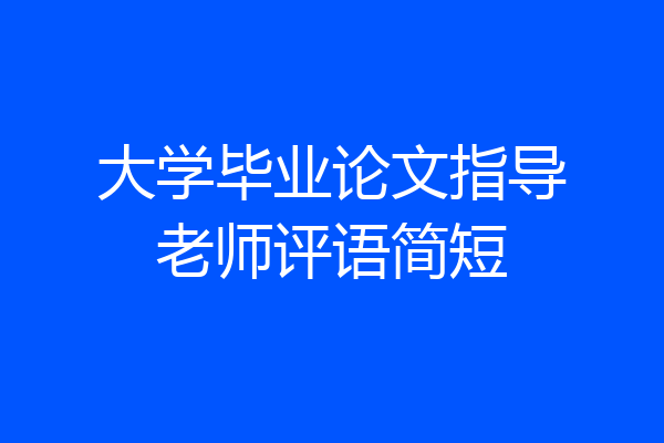 大学毕业论文指导老师评语简短