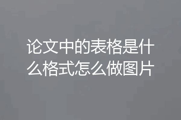 论文中的表格是什么格式怎么做图片