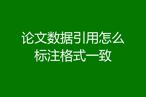 论文数据引用怎么标注格式一致