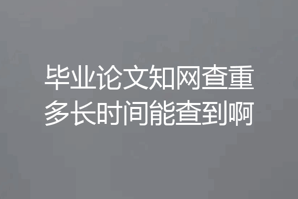 毕业论文知网查重多长时间能查到啊