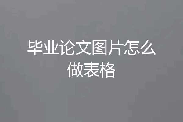 毕业论文图片怎么做表格