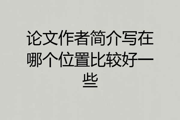 论文作者简介写在哪个位置比较好一些