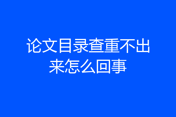 论文目录查重不出来怎么回事
