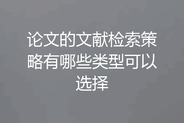 论文的文献检索策略有哪些类型可以选择