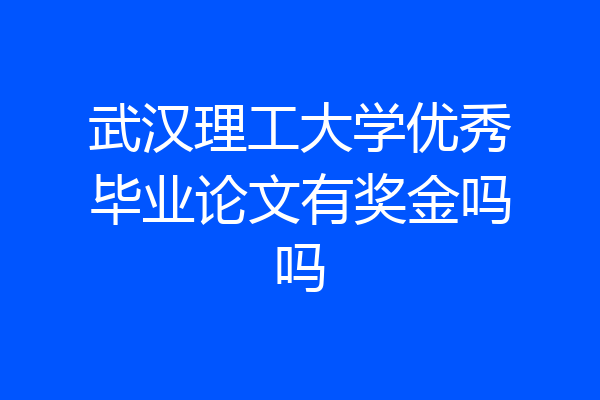 武汉理工大学优秀毕业论文有奖金吗吗