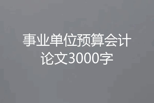 事业单位预算会计论文3000字