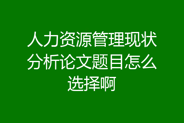 人力资源管理现状分析论文题目怎么选择啊