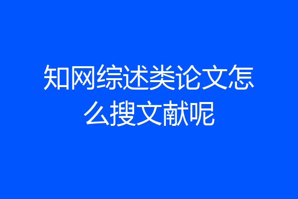 知网综述类论文怎么搜文献呢