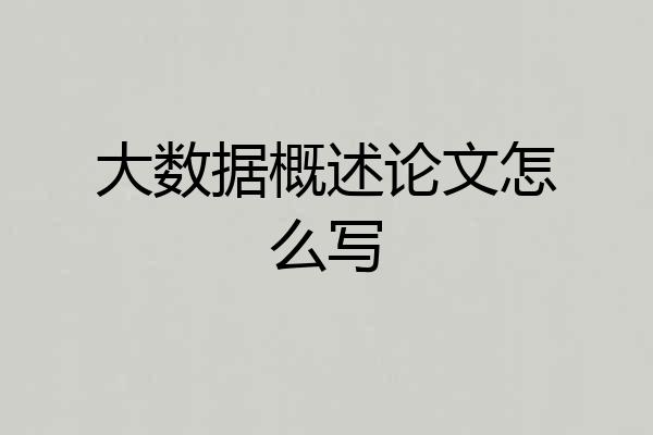 大数据概述论文怎么写