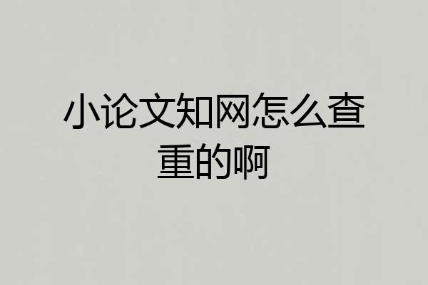 小论文知网怎么查重的啊