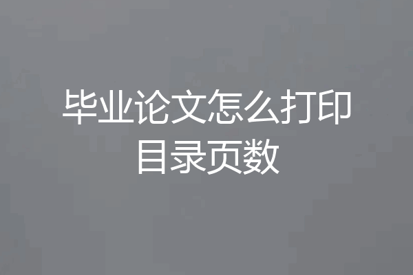 毕业论文怎么打印目录页数