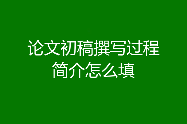 论文初稿撰写过程简介怎么填