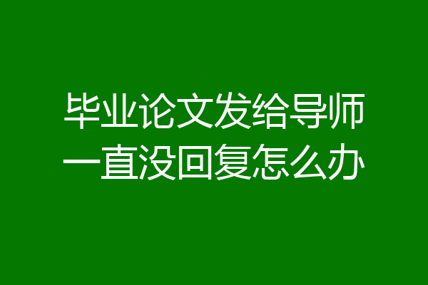 毕业论文发给导师一直没回复怎么办
