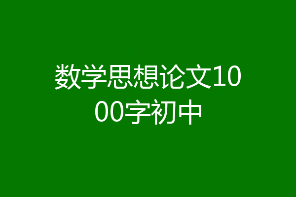 数学思想论文1000字初中