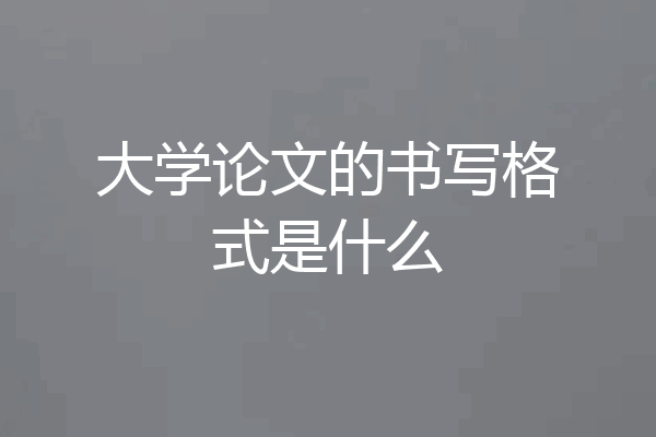 大学论文的书写格式是什么