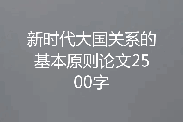 新时代大国关系的基本原则论文2500字