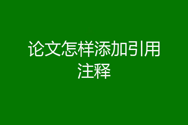 论文怎样添加引用注释