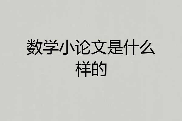 数学小论文是什么样的