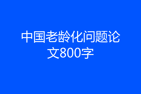 中国老龄化问题论文800字