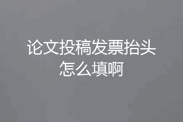 论文投稿发票抬头怎么填啊
